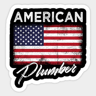 Vintage American Plumber USA Flag Patriotic Sticker